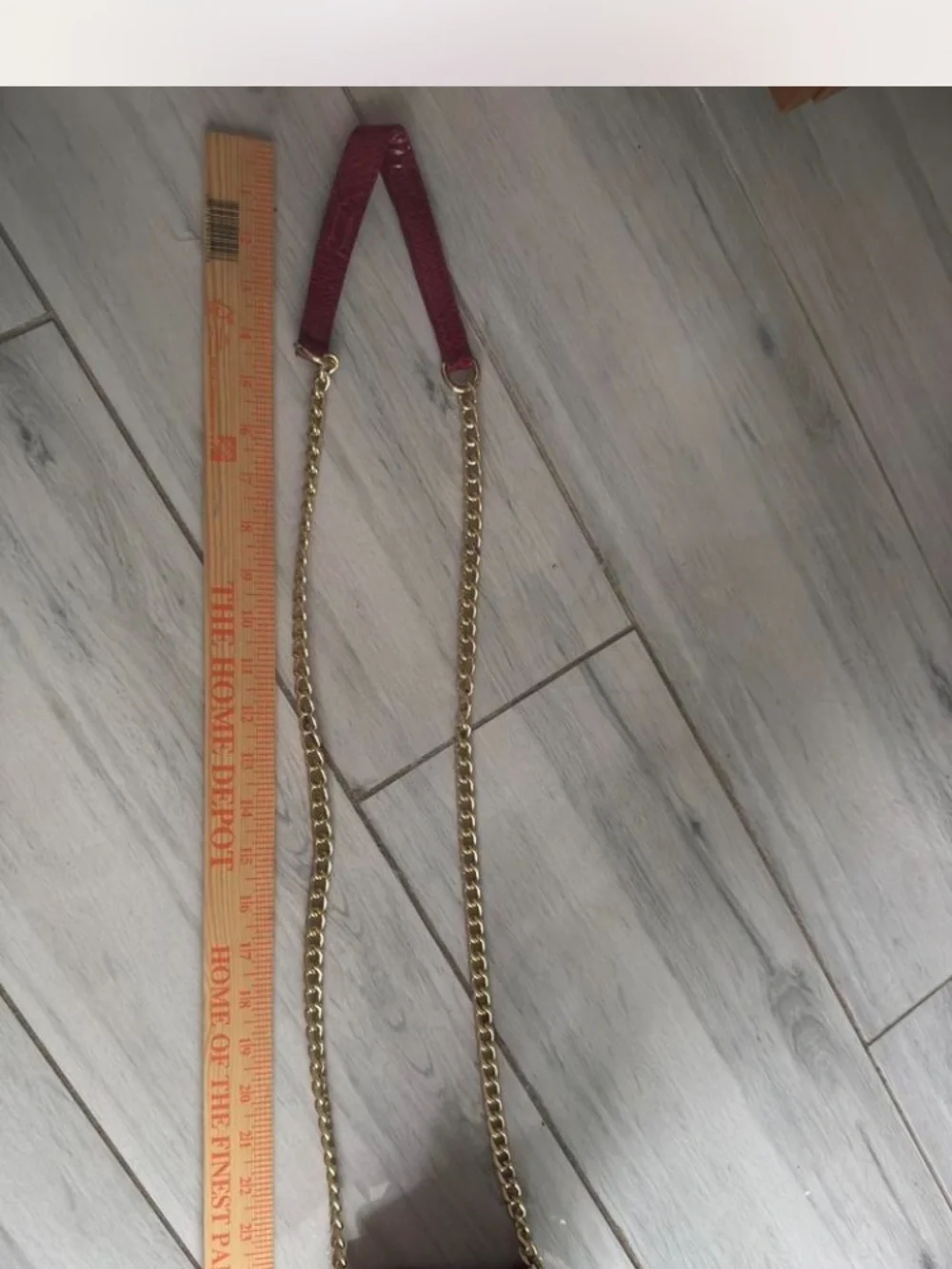 Cache Red Textured Drawstring Mini Bag with Gold Chain - Picture 8 of 8